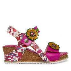 Sandały Laura Vita. Czerwone sandały damskie Laura Vita, bez wzorów, bez obcasa, na koturnie. Za 459.99 zł.