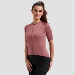 Koszulka rowerowa damska Rogelli Essential II. Czerwone topy sportowe damskie Rogelli, xl, bez wzorów, z elastanu, bez ramiączek. Za 230.00 zł.