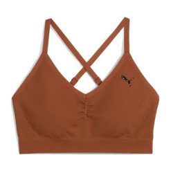 Biustonosz fitness PUMA Move Shapeluxe Seamless. Brązowe biustonosze sportowe damskie Puma, bez wzorów. Za 179.99 zł.