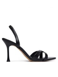 Aldo Sandały Elera 14296207 Czarny. Czarne sandały damskie Aldo, bez wzorów, ze skóry, bez obcasa, na szpilce. Za 359.99 zł.