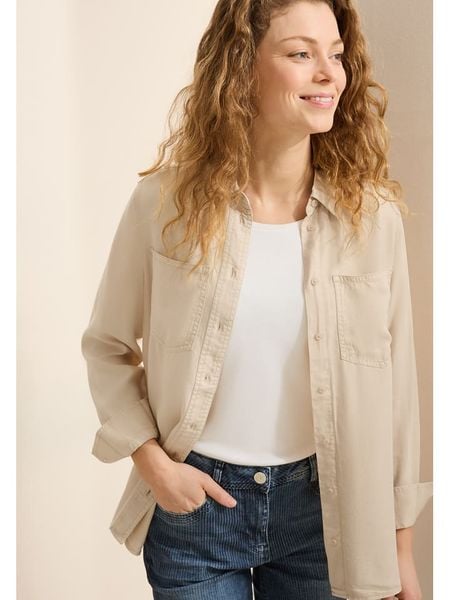 Cecil Bluzka w kolorze beżowym rozmiar: M. Brązowe bluzki damskie Cecil, m, bez wzorów, bez kołnierzyka, bez ramiączek. Za 126.75 zł.