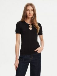 Guess Bluzka W5YR16 Z3OV0 Czarny Regular Fit. Czarne bluzki damskie Guess, s, z aplikacjami, z syntetyku, bez ramiączek. Za 279.99 zł.