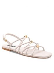Nine West Sandały 123AL1737 Biały. Białe sandały damskie Nine West, bez wzorów, ze skóry, bez obcasa, na płaskiej podeszwie. Za 159.99 zł.