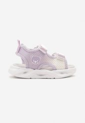 Fioletowe Sandały ze Skórzaną Wkładką i Motywem Misia Tilanna. Fioletowe sukienki niemowlęce Born2be, na lato, bez wzorów, bez ramiączek. Za 54.99 zł.