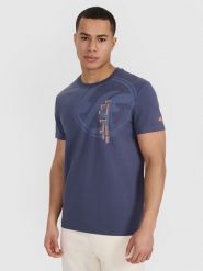 4F T-shirt regular z nadrukiem męski - szary L. Szare t-shirty męskie 4f, l, bez wzorów, z bawełny, bez kołnierzyka. W wyprzedaży za 39.99 zł.