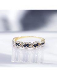 CARATELLI Złoty pierścionek "Saly" z diamentami i szafirami rozmiar: 58. Żółte pierścionki damskie CARATELLI, z diamentem, złote. Za 1,221.27 zł.