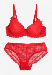 Czerwony Komplet z Koronki Regulowany Biustonosz Full Cup oraz Majtki Figi Irialynne. Czerwone figi damskie Renee, s, z aplikacjami, z koronki. Za 29.99 zł.