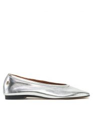 Tommy Hilfiger Baleriny Soft Metal Lthr Ballerina No Bow FW0FW08601 Srebrny. Szare baleriny damskie Tommy Hilfiger, bez wzorów, ze skóry, bez obcasa. Za 299.99 zł.
