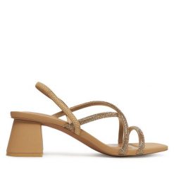 Sandały Call It Spring. Brązowe sandały damskie Call It Spring, bez wzorów, bez obcasa, na słupku. Za 219.99 zł.