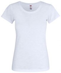 Clique Slub-T Women — Dopasowana koszulka damska 100% bawełna slub – white. Białe t-shirty damskie CLIQUE, xl, bez wzorów, z bawełny, bez kołnierzyka. Za 116.82 zł.