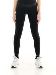 Legginsy na co dzień na siłownię. Czarne legginsy sportowe damskie LEONE 1947 APPAREL, l, bez wzorów, z gumy, na fitness i siłownię. Za 63.11 zł.