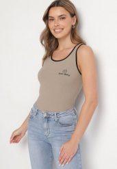Ciemnozielony Wiskozowy Top Ozdobiony Nadrukiem Amovara. Zielone topy damskie Born2be, m, bez wzorów, z jeansu, bez kołnierzyka. Za 34.99 zł.