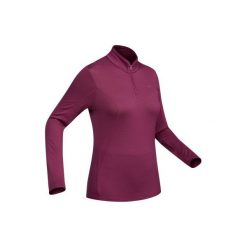 Koszulka trekkingowa Techwool 190 damska. Fioletowe t-shirty damskie FORCLAZ, l, bez wzorów, z materiału, bez kołnierzyka. Za 169.99 zł.