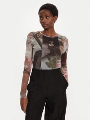 Desigual Bluzka Carson 24WWTK59 Brązowy Regular Fit. Brązowe bluzki damskie Desigual, l, bez wzorów, z syntetyku, bez kołnierzyka, bez ramiączek. Za 149.99 zł.