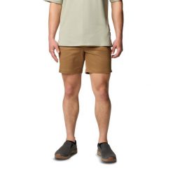 Spodenki trekkingowe męskie Columbia Landroamer Twill. Brązowe szorty męskie Columbia, bez kołnierzyka. Za 299.99 zł.