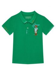 Guess Polo N6GP01 K9WF4 Zielony Regular Fit. Zielone t-shirty chłopięce Guess, z aplikacjami, z bawełny, bez ramiączek. Za 154.99 zł.