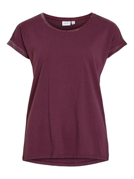 Vila Koszulka "Dreamers" w kolorze bordowym rozmiar: XS. Czerwone bluzki damskie Vila, xs, bez wzorów, bez kołnierzyka, bez ramiączek. Za 60.99 zł.