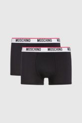MOSCHINO Męskie czarne bokserki Underwear 2PACK, Rozmiar M. Czarne bokserki męskie MOSCHINO, bez wzorów, z bawełny. W wyprzedaży za 169.99 zł.