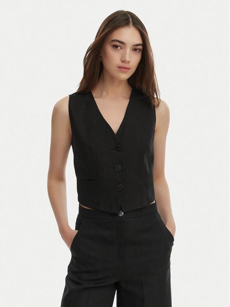 Marella Kamizelka garniturowa Veranda 2615151032 Czarny Regular Fit. Czarne kamizelki damskie Marella, ze lnu. Za 379.99 zł.