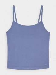 4F Crop-top slim gładki z modalem damski - granatowy XL. Niebieskie topy damskie 4f, xl, bez wzorów, z dzianiny, bez kołnierzyka. W wyprzedaży za 29.99 zł.