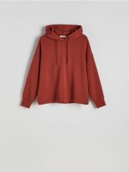 Bluza z kapturem - bordowy. Czerwone bluzy z kapturem damskie Reserved, l, z bawełny. W wyprzedaży za 99.99 zł.