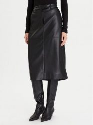 Calvin Klein Spódnica z imitacji skóry LV044D651G Czarny Regular Fit. Czarne spódniczki damskie CALVIN KLEIN, bez wzorów, ze skóry. Za 519.99 zł.
