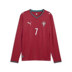 Męska koszulka domowa z długim rękawem zawodnika Portugalia 2026 PUMA. Czerwone t-shirty sportowe męskie Puma, m, bez ramiączek, do piłki nożnej. Za 559.00 zł.