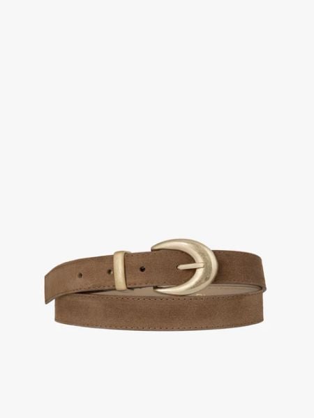 Rudy pasek ze skóry welurowej. Brązowe paski damskie Ryłko, bez wzorów, z jeansu, eleganckie. Za 129.99 zł.
