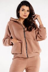 Luźna bluza z kapturem rozpinana z kieszeniami beż. Bluzy z kapturem damskie Infinite You, l, z bawełny. Za 259.00 zł.