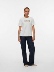 Vero Moda Koszulka w kolorze białym rozmiar: XL. Białe bluzki damskie Vero Moda, xl, bez wzorów, z bawełny, bez kołnierzyka. Za 57.06 zł.