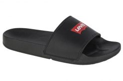 Klapki Damskie Levis Na Basen Sportowe Basenowe. Czarne klapki damskie Levi's, bez wzorów, z materiału, bez obcasa. Za 99.00 zł.