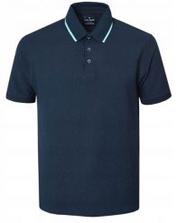 Dzianinowa Męska Koszulka Polo - Pako Jeans - Granatowa. Niebieskie koszulki polo męskie Pako Jeans, l, bez wzorów, z bawełny, bez ramiączek. Za 129.00 zł.