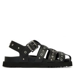 Sandały Scholl. Czarne sandały damskie Scholl, bez wzorów, bez obcasa, na płaskiej podeszwie. Za 589.99 zł.