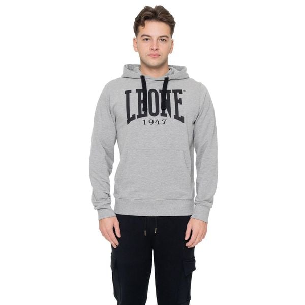 Bluza z bawełna z kaptur na trening na czas wolny. Szare bluzy sportowe męskie LEONE 1947 APPAREL, z bawełny. W wyprzedaży za 147.35 zł.