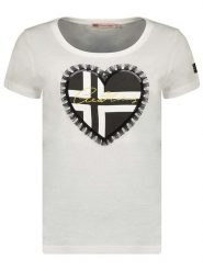 Geographical Norway Koszulka "Jeduction" w kolorze białym rozmiar: XL. Białe bluzki damskie Geographical Norway, xl, bez wzorów, z bawełny, bez kołnierzyka. Za 39.99 zł.