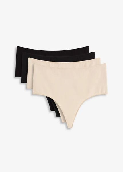 Figi maxi z miękkiej bawełny (4 pary). Czarne figi damskie bonprix, bez wzorów, z bawełny. Za 69.99 zł.