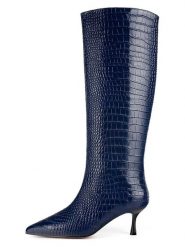 Loft37 Skórzane kozaki w kolorze granatowym rozmiar: 37. Niebieskie kozaki damskie loft37, bez obcasa, na szpilce. Za 608.99 zł.