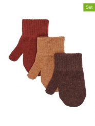 Mikk-line Rękawiczki (3 pary) w kolorze ciemnobrązowym, karmelowym i bordowym rozmiar: 92-104. Brązowe rękawiczki dziecięce Mikk-line, prążkowane, bez ramiączek. Za 83.03 zł.