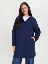 Kurtka parka z kapturem - granatowy. Niebieskie parki damskie Sinsay, l, bez wzorów. Za 109.99 zł.