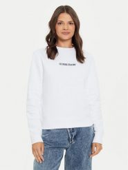 Guess Jeans Bluza W4YQ10 KC811 Biały Regular Fit. Białe bluzy bez kaptura damskie Guess Jeans, xxl, z bawełny. Za 189.99 zł.
