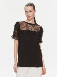 TWINSET Bluzka 241TP2217 Czarny Regular Fit. Czarne bluzki damskie Twinset, xs, bez wzorów, z bawełny, bez ramiączek. Za 619.99 zł.
