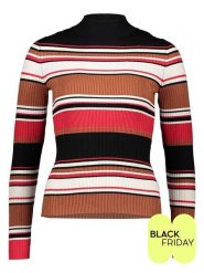 ESPRIT Sweter w kolorze czarno-czerwono-jasnobrązowym rozmiar: XL. Brązowe golfy damskie Esprit, xl, bez wzorów, bez ramiączek. Za 41.39 zł.