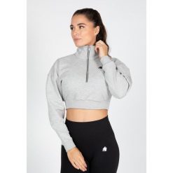 Ocala Cropped Bluza z zamkiem błyskawicznym do połowy - Szary. Szare bluzy bez kaptura damskie GORILLA WEAR, m. Za 191.00 zł.