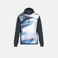 Bluza sportowa męska Head Topspin. Niebieskie bluzy sportowe męskie HEAD, bez wzorów, z materiału, sportowe, bez kołnierzyka, bez ramiączek. Za 342.00 zł.