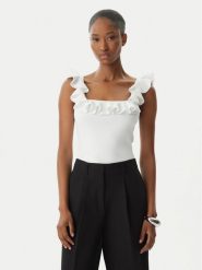 MICHAEL Michael Kors Bluzka MS661G033D Biały Slim Fit. Białe bluzki damskie MICHAEL Michael Kors, xs, bez wzorów, z wiskozy, bez kołnierzyka, bez ramiączek. Za 529.99 zł.