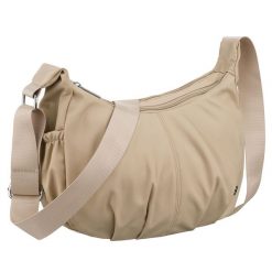 Torebka damska z poliestru w beżowym kolorze, dwukomorowa - Peterson. Brązowe torebki klasyczne damskie Peterson, bez wzorów, bez dodatków. Za 77.99 zł.