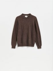 Sweter z kaszmiru - ciemnobrązowy. Brązowe swetry męskie Reserved, l, bez wzorów, z kaszmiru, bez kołnierzyka. Za 499.99 zł.