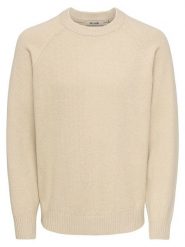 ONLY & SONS Sweter "Sejnar" w kolorze kremowym rozmiar: S. Brązowe swetry męskie Only & Sons, s, bez wzorów, bez kołnierzyka. Za 154.95 zł.