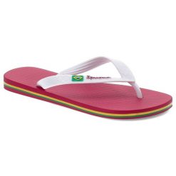 Różowe Japonki Ipanemy Modne Obuwie Damskie. Czerwone klapki damskie Ipanema, bez wzorów, z materiału, bez obcasa. Za 89.99 zł.