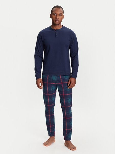 United Colors Of Benetton Piżama 37MW4P02N Granatowy Regular Fit. Niebieskie piżamy męskie United Colors Of Benetton, m, bez wzorów, z bawełny, bez ramiączek. Za 199.99 zł.